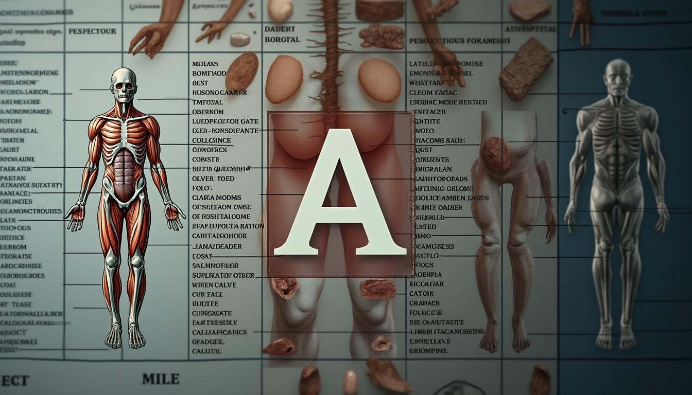 explorez la liste complète des parties du corps humain dont le nom commence par la lettre a. un guide facile pour apprendre et retenir l'essentiel de l'anatomie.