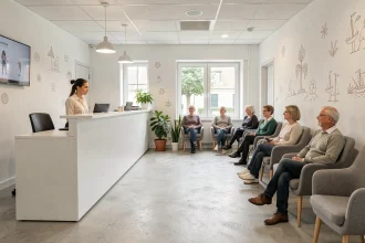 Cabinet d'orthodontie moderne en Bretagne avec salle d'attente accueillante et personnel professionnel