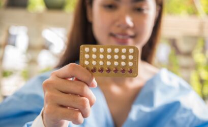 Woman hand holding a contraceptive panel prevent pregnancy